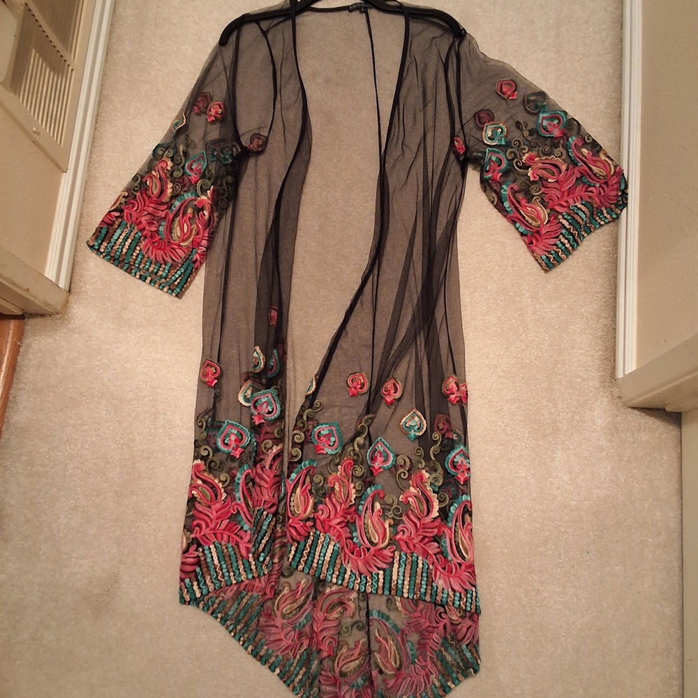 Mechant Black Sheer Kimono